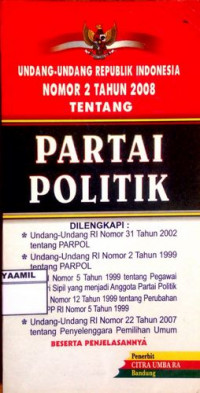 Image of UU RI No.2 2008 tentang Partai Politik
